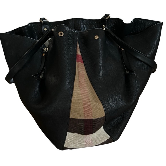 BURBERRY Maidstone Medium Leather and House Check Canvas Tote/Shoulder Bag - Picture 3 of 14